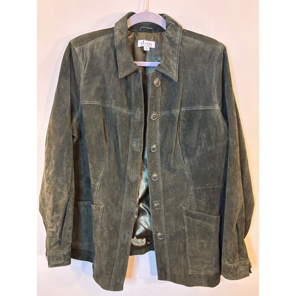 D & Co denim & company Hunter Green Suede Jacket L